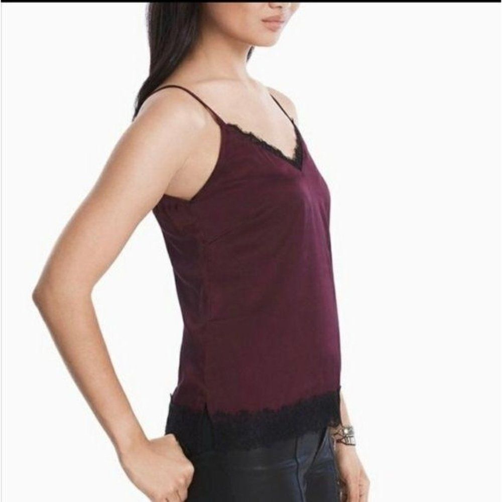 WHBM Cera Satin/Lace Trim Camisole Top Women's Size Small